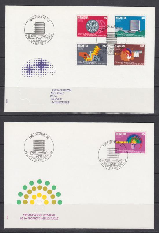 Switzerland Sc 10O10/11O5 FDC. 1973-88 International Offices, 5 different, VF