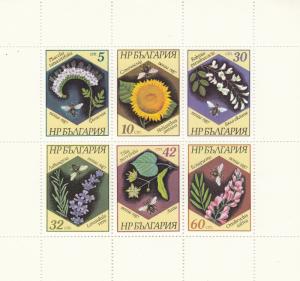 Bulgaria - 1987 Bees and Plants sheet of 6 Sc#3266/3271  (129)