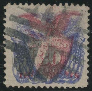 #121 30c 1869 VF-XF WITH NYFM CANCEL (EX-SKINNER) BU6025