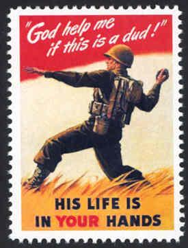 Patriotic WW2 Poster Stamp - God Help Me If Dud - Cinderella