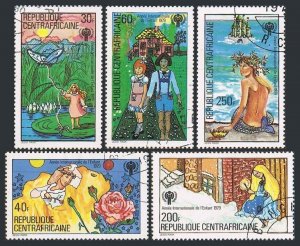 Central Africa 393-397, CTO. Michel 643-647. IYC-1979. Butterfly, Rose, Mermaid.