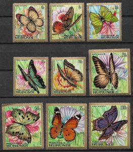 1968 Burundi C66-74 complete Airmail Butterflies set of 9 MNH