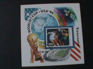 TANZANIA-1994 WORLD CUP SOCCER-USA'94 CTO-FANCY CANCEL-S/S VF HARD TO FIND