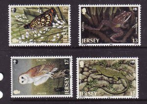 Jersey-Sc#507-10-unused NH set-WWF-Birds-Butterflies-1989-