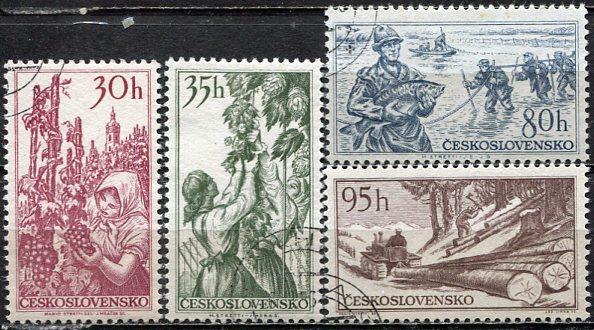 Czechoslovakia; 1956: Sc. # 766-769: O/Used Cpl. Set