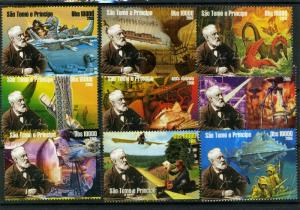 Sao Tome & Principe 2005 SPACE Aircraft Jules Verne Set Perforated Mint (NH)