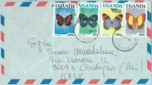 85448 - UGANDA  -  Cover to ITALY 1992  - BUTTERFLIES