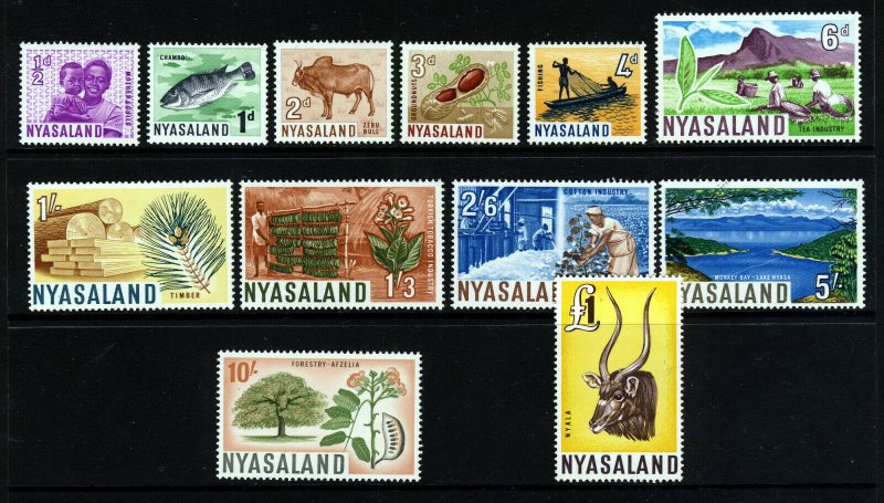 NYASALAND QE II 1964 The Complete Pictorial Set SG 199 to SG 210 MINT