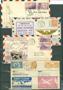 US  1932/35/36/42 LOT of (4) AIRMAIL COVERS...NICE CACHETS & VIGNETTES