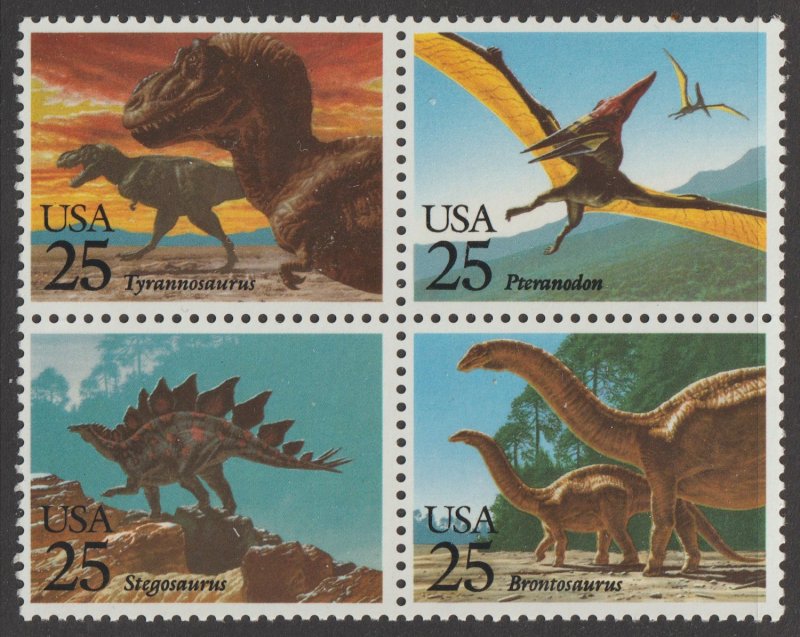 U.S.  Scott# 2425b 1989 Prehistoric Animals Issue XF MNH Block