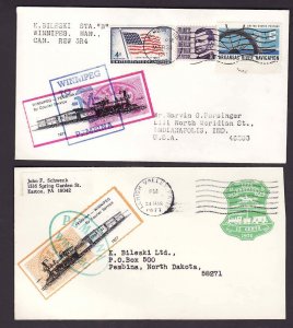 USA-two 1977  Bileski covers showing Cinderella courier service stamps-Pembina t