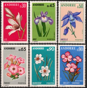 Andorra (French) #222-227  MNH - Flowers (1973-74)