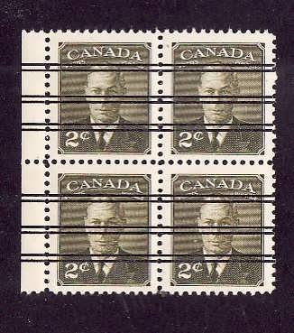 Canada-Sc#305xx-Unused NH 2c KGVI precancel block of 4-1951-id#502-