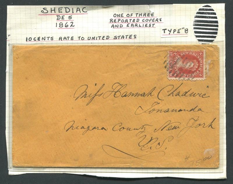 NEW BRUNSWICK #9 USED SPLIT RING TOWN CANCEL COVER SHEDIAC