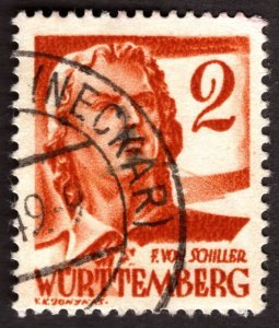 1948, Germany, French Occupation of Wurttemberg 2pf, Used, Sc 8N14