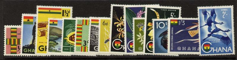 Ghana 48-60, C1-2 MNH Birds, Fish, Flowers, Diamond, Timber