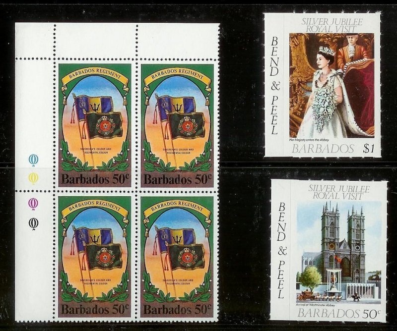 BARBADOS Large stamp accumulation Most MNH plate blocks gutter pairs Much value!