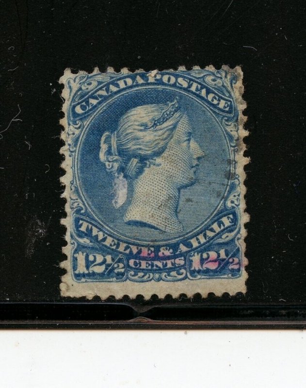 Canada #28 (CA799) Queen Victoria 12 1/2¢ blue, used, F, F-VF, CV$125.00