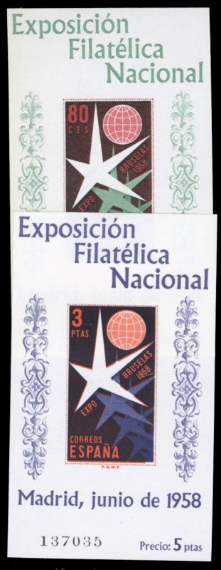 Spain #877a-878a Cat$45, 1958 Philatelic Exhibition in Brussels, set of two i...