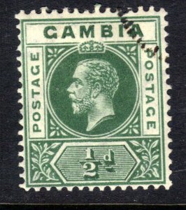 Gambia 1921 - 22 KGV 1/2d Dull Green Used SG 86 ( R677 )