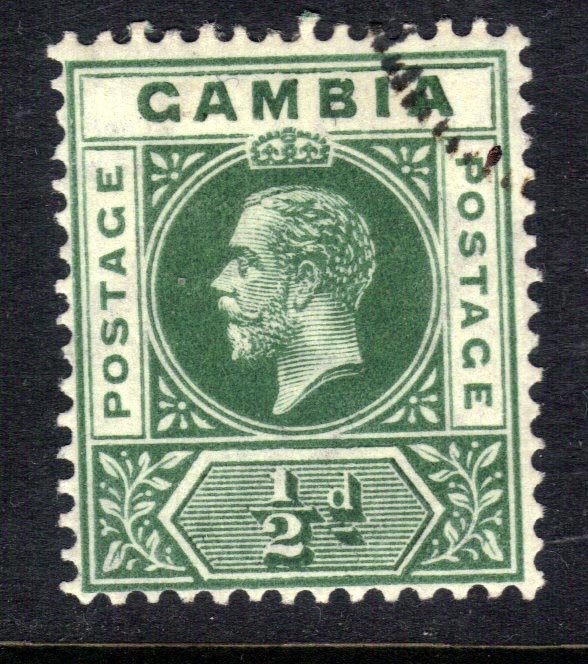 Gambia 1921 - 22 KGV 1/2d Dull Green Used SG 86 ( R677 )