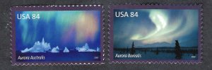 United States #4123a-b 41¢ Polar Lights (2007). 2 singles from souv. sheet. MNH