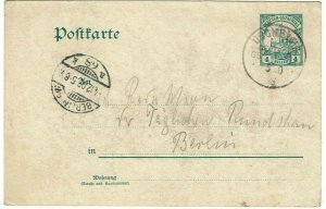 German East Africa 1908 Usumbura cancel on postal card to Germany