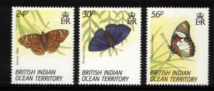 BIOT 1994 Butterflies; Scott 148-50, SG 152-54; MNH