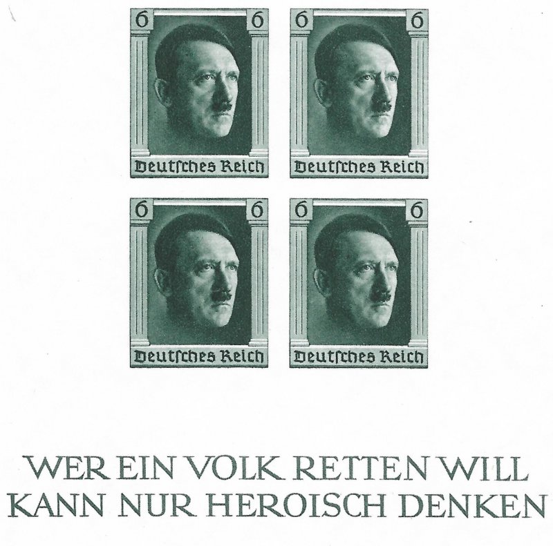 Doyle's_Stamps: M1937 German A. Hitler Semi-Postal Sheet Scott #B103* VLH