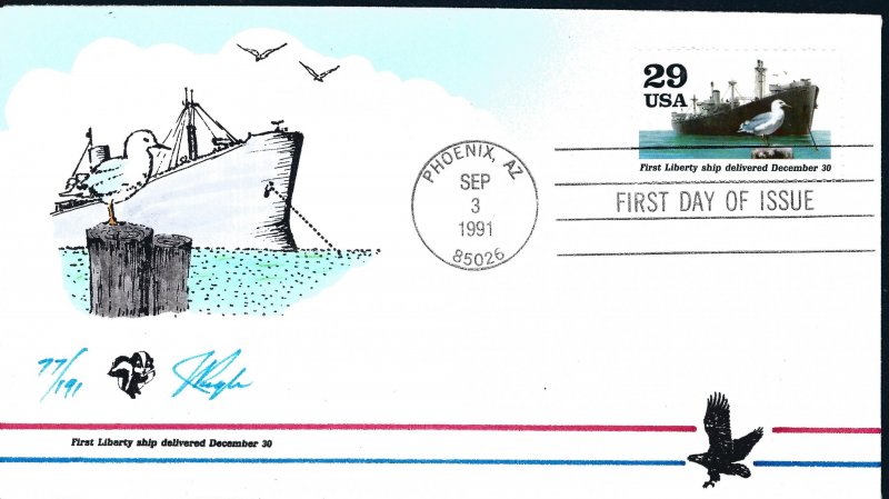 Beautiful Pugh Painted WW!! Liberty Ships FDC -only 191 created...