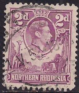 Northern Rhodesia 1938 - 52 KGV1  2d Purple used SG 33 ( G1246 )