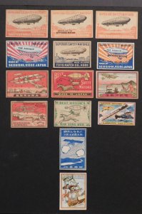 Amazing Collection of Japan Match box Stamp Labels Zeppelin Airship Aviation