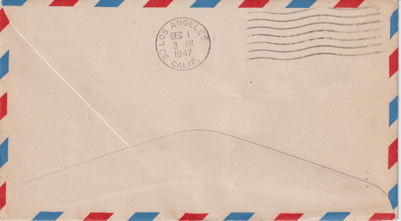 First Helicopter Airmail Service Flight Cover AM84 Los Angeles Area 12-1-47