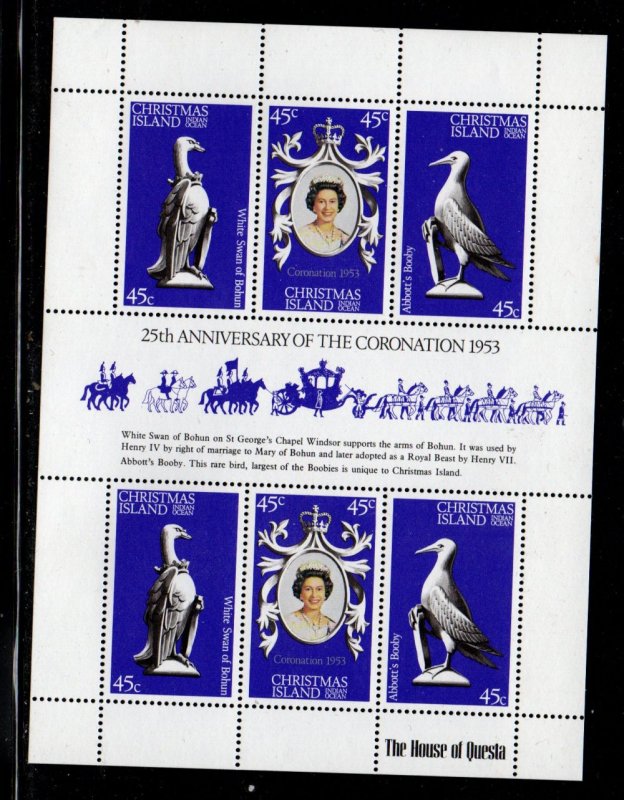 Christmas Island Sc 87 1978 25th Anniversary Coronation QE II stamp sheet NH