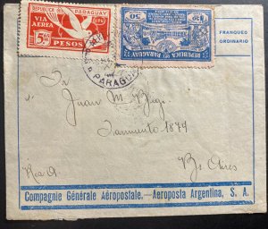 1931 Asuncion Paraguay Early Airmail Cover To Buenos Aires Argentina