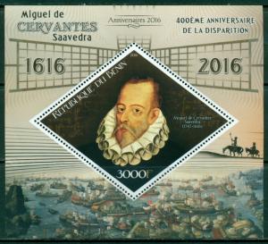 Cervantes Don Quichotte Spain Literature Benin MNH stamp set 4val + ss