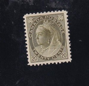 CANADA # 84 VF-MXXLH Q/VICTORIA 20cts NUMERAL JUBILEE ISSUE CAT VALUE $1000