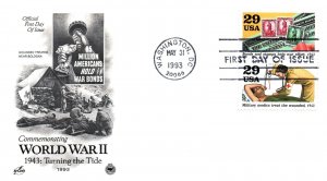 US FIRST DAY COVER WORLD WAR II: TURNING THE TIDE 1943 ON ARTCRAFT CACHET 1993