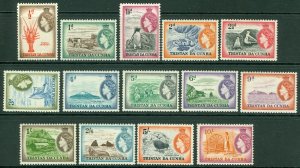 SG 14-27 Tristan Da Cunha 1954. ½d to 10/- set of 14. Very lightly mounted...
