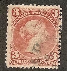 Canada   14 Used 1859 1c rose Victoria CV $90.00