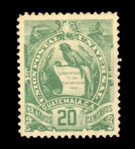 Guatemala #35 Cat$25, 1886 20c emerald, hinged