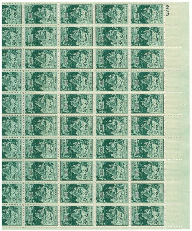 #1011 – 1952 3¢ Mt. Rushmore Memorial – MNH OG Sheet