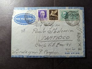 1941 Express Italy Airmail Cover Balzaran Reona to Santioco