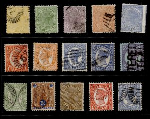 Queensland #Selection of 15 early stamps Used