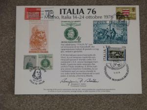 Souvenir Card  ITALIA 76, 4 Show Cancels, Italy, Jersey, Switzerland & U.S.