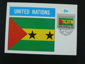 national flag of Sao Tome & Principe maximum card United Nations UNO 1985