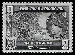 Malaya (Kedah) #83 Unused OG VLH; 1c Copra (1957)