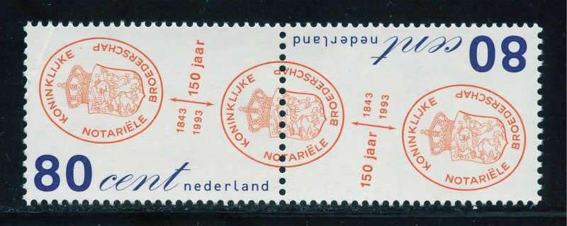 Netherlands 828-29 MNH, Royal Dutch Notary's Assoc. 150th Anniv. Set from 1993.