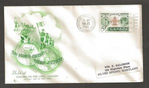 1955 Canada Boy Scout World Jamboree FDC FT green