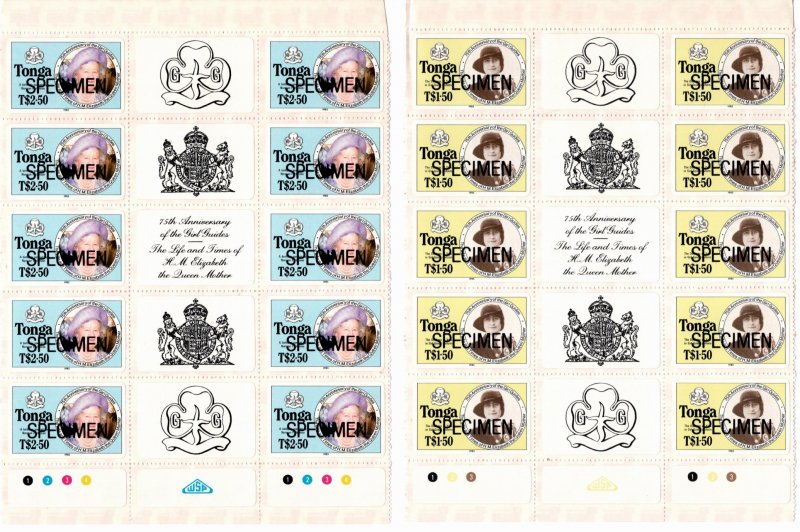 Tonga 1985 MNH Sc 608-11 SPECIMEN sheets of 10